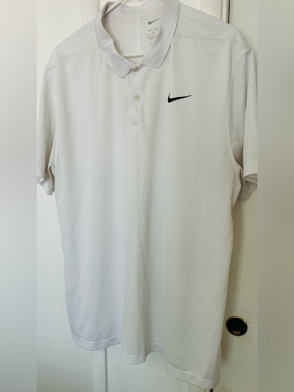 Nike White Polo with Black Swoosh men’s shirt size XL